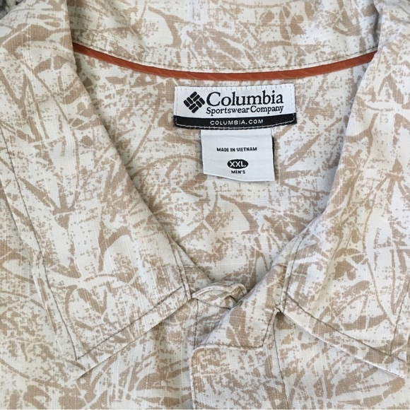 Columbia Men's Beige Leaf Print Shirt XXL - Picture 4 of 7